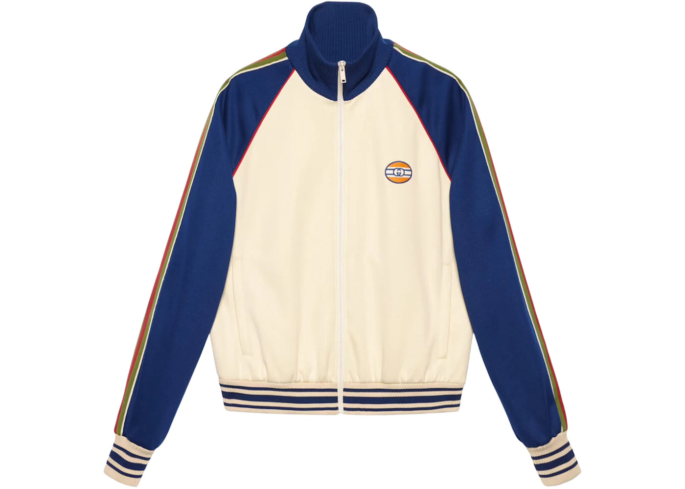 Gucci Technical Jersey Zip-Up Jacket Ivory/Blue