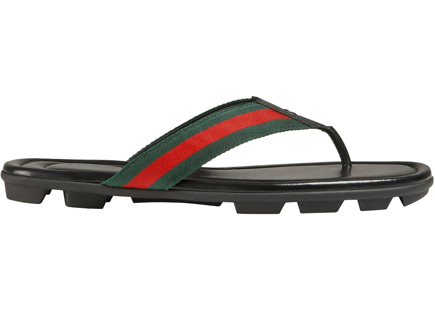 Gucci Web and Leather Thong Sandal Black Leather