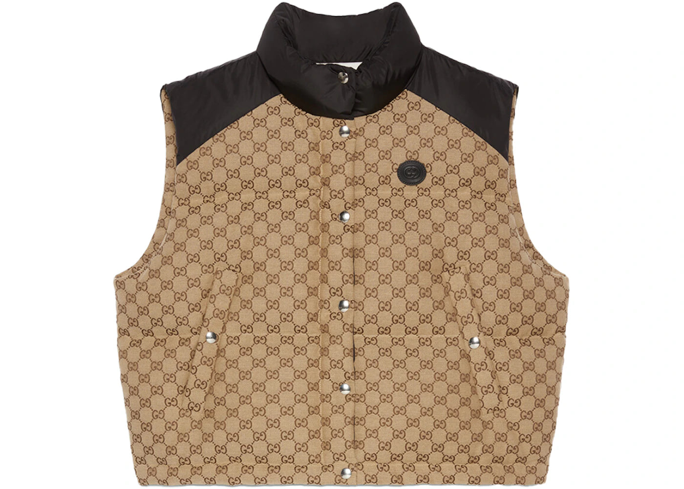 Gucci Women's GG Cotton Canvas Puffer Vest Camel/Brown