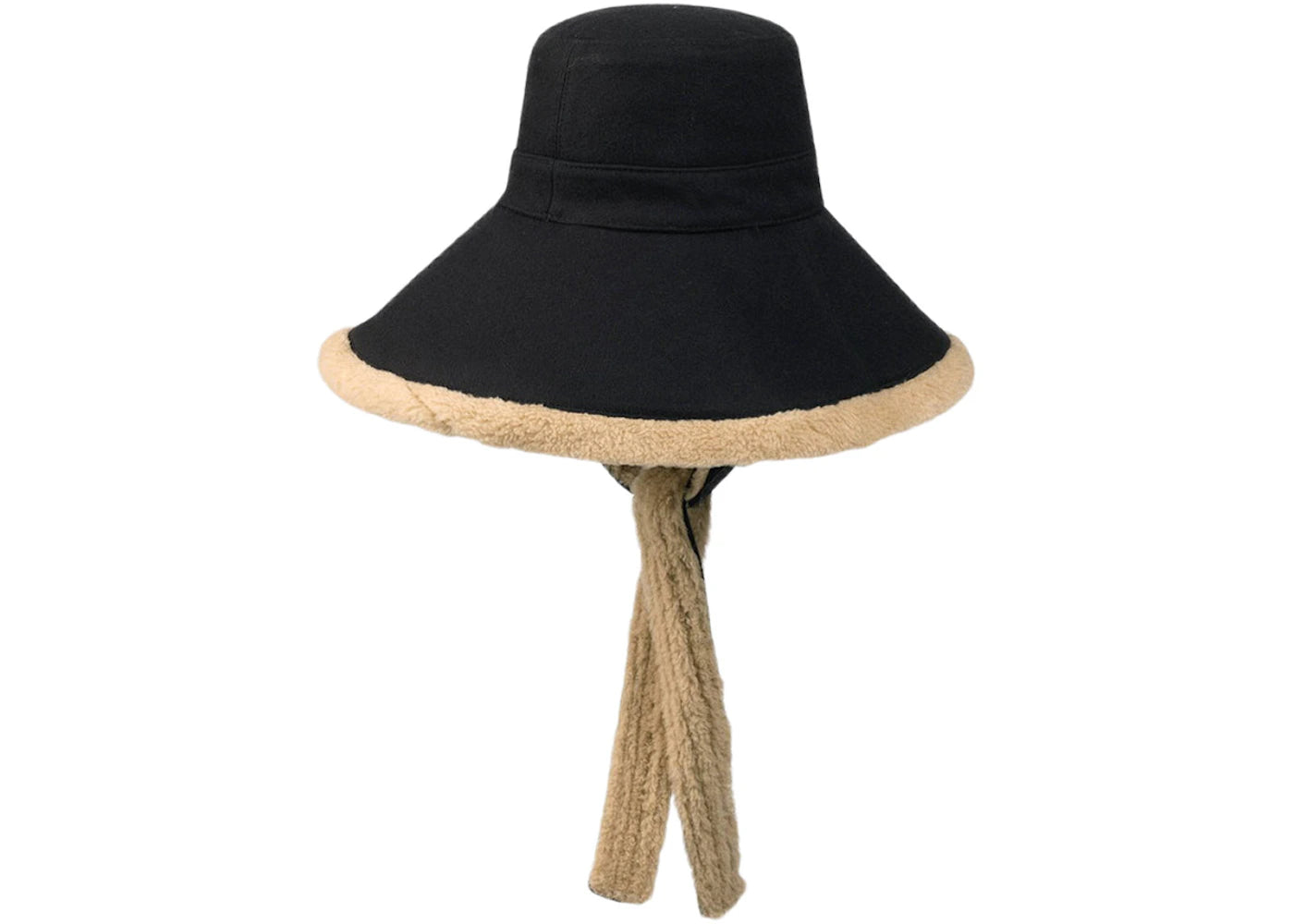 Gucci Wool And Eco Fur Wide Brim Hat Midnight Blue Beige