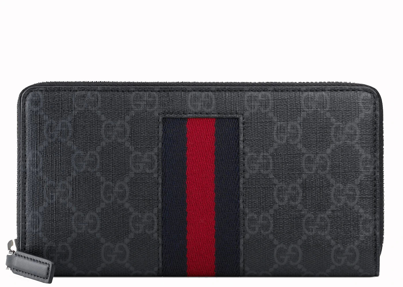 Gucci Zip Around Wallet GG Supreme Web Black Grey