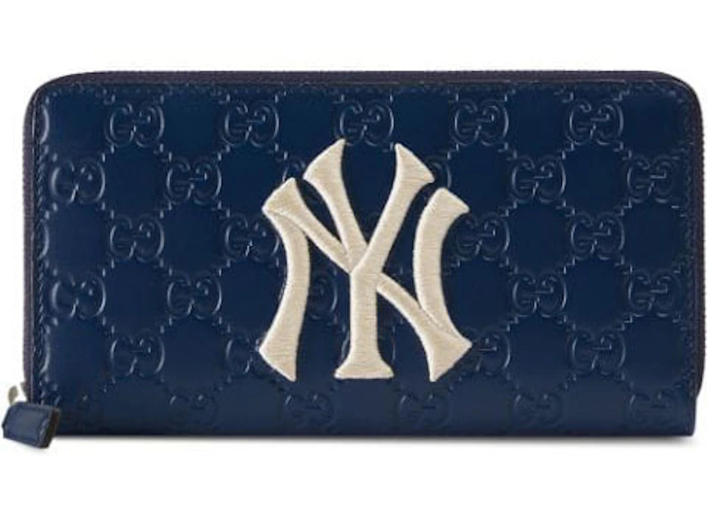 Gucci Zip Around Wallet NY Yankees Patch Royal Blue