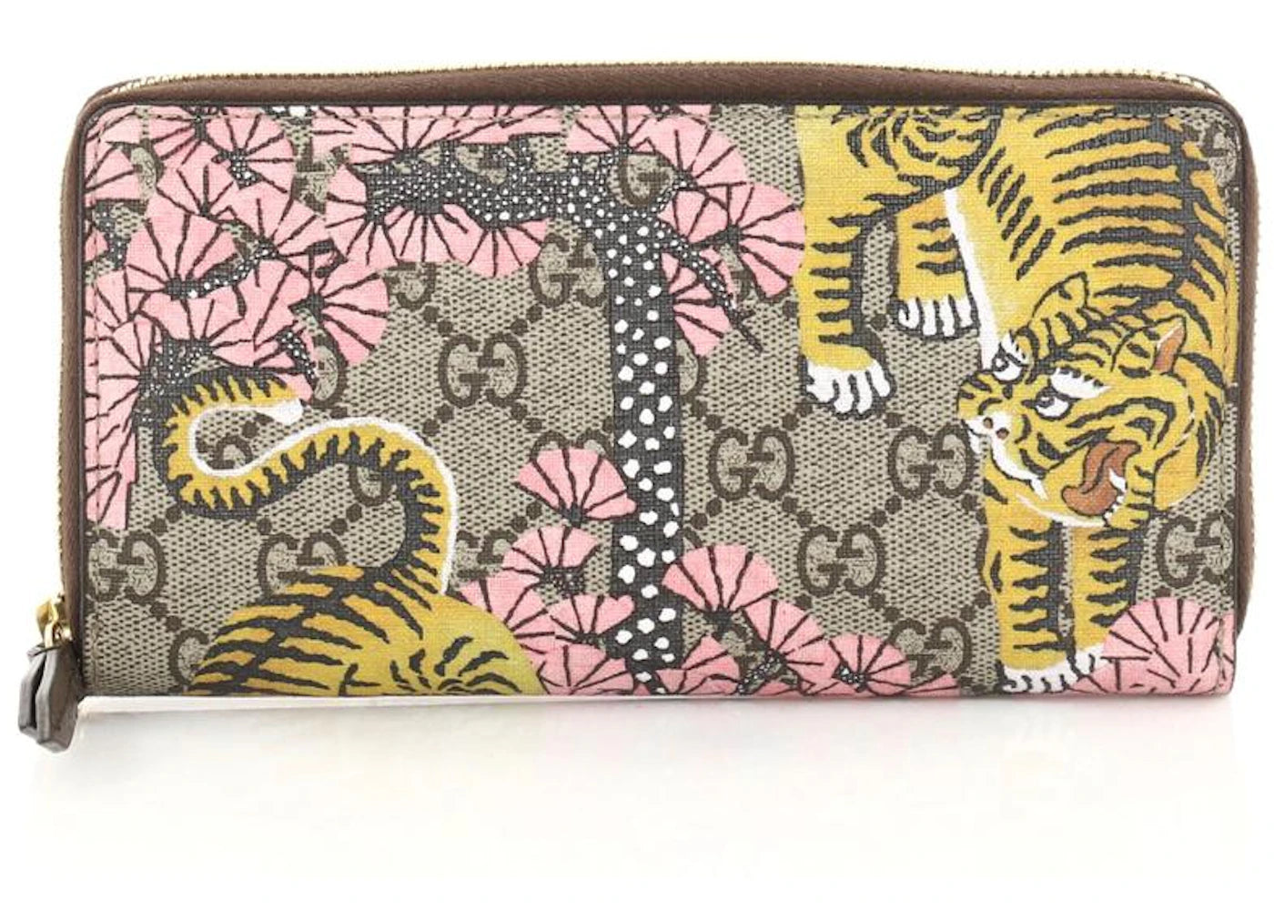 Gucci Zip Around Wallet Print GG Multicolor Pink/Yellow/Brown