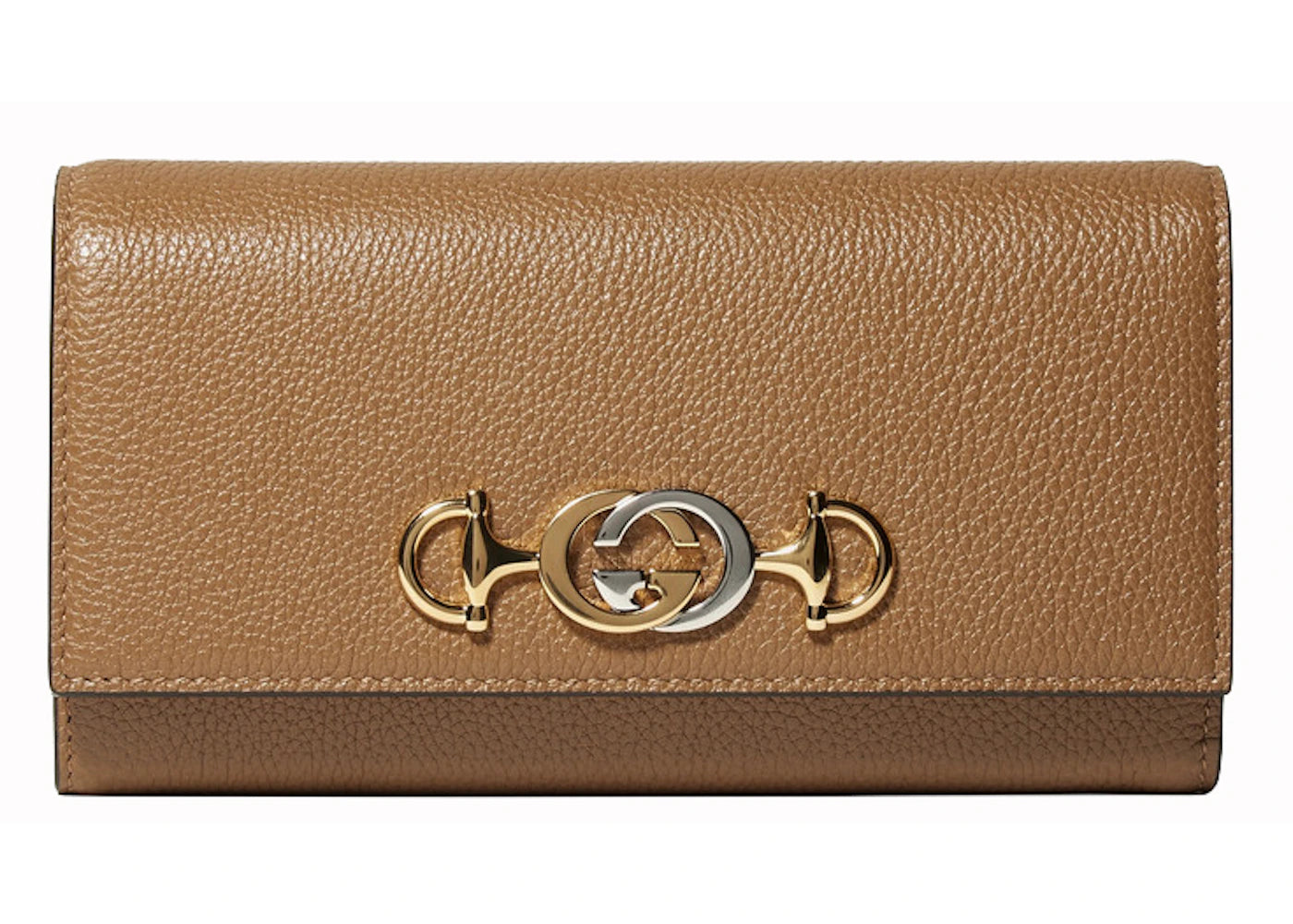 Gucci Zumi Continental Wallet Grainy Leather Brown