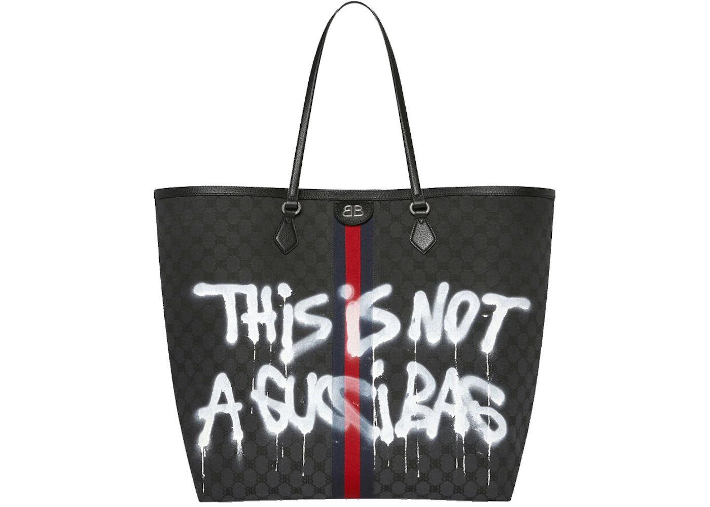 Gucci x Balenciaga The Hacker Project Graffiti Large Tote Bag Black