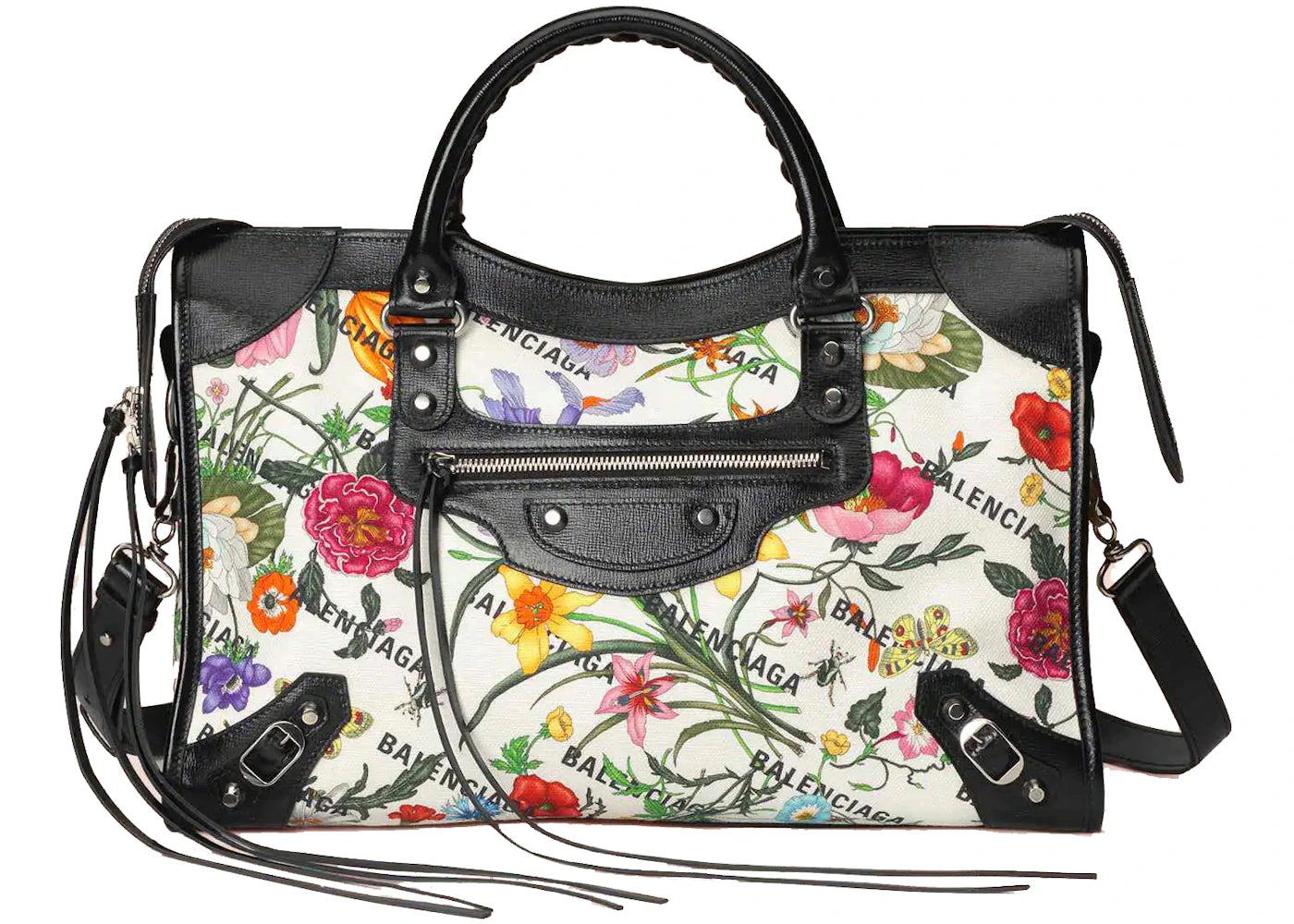 Gucci x Balenciaga The Hacker Project Medium Neo Classic Bag White Flora Canvas