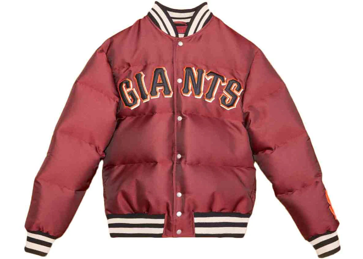 Gucci x MLB 2022 Padded Satin Jacket with Giants Patch Bordeaux