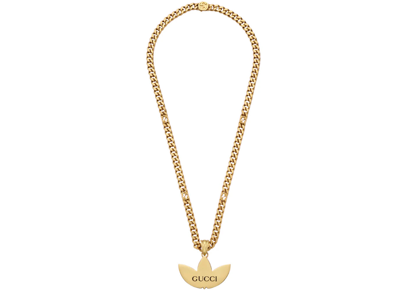 Gucci x adidas Gourmette Trefoil Pendant Necklace Yellow Gold-tone