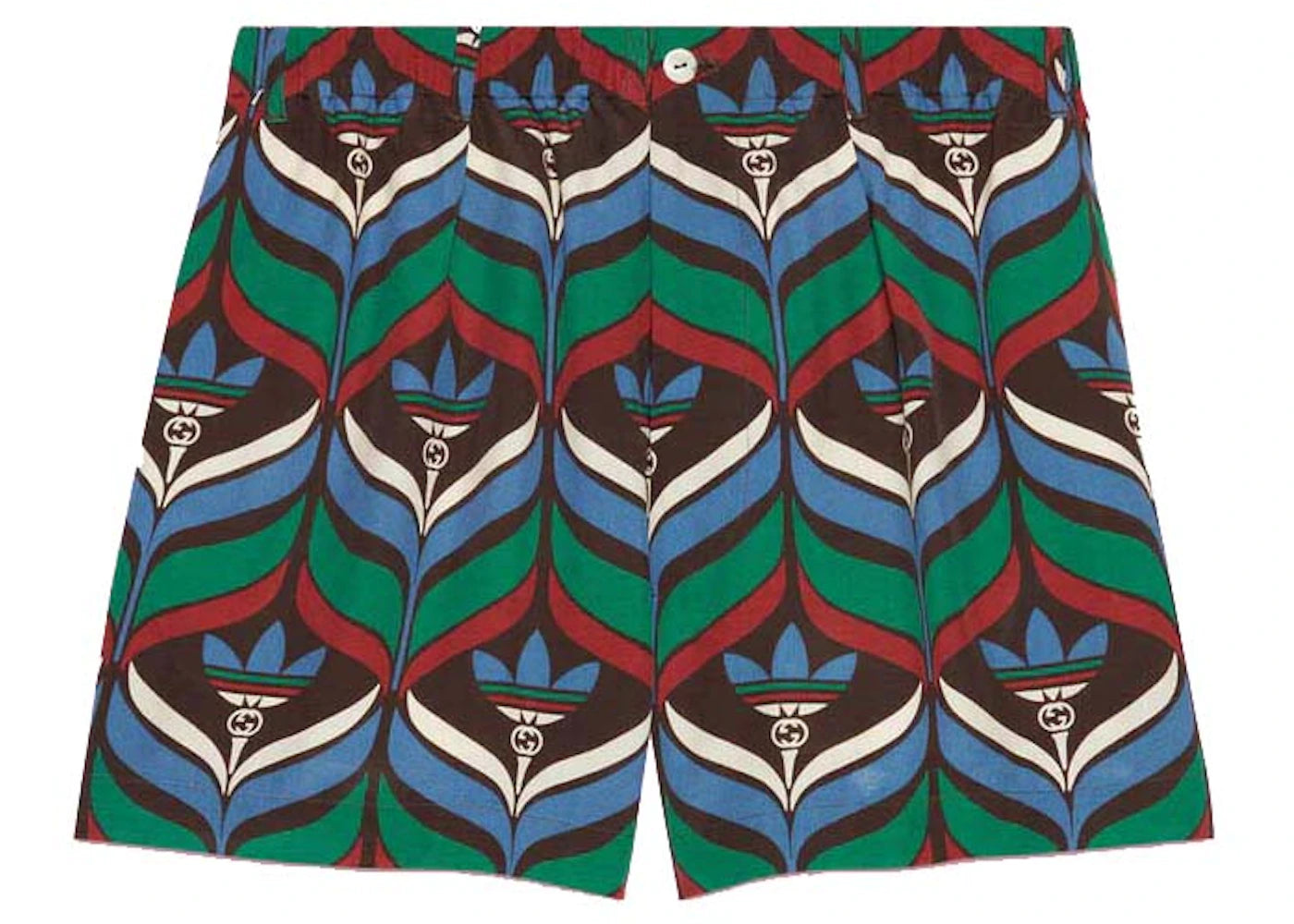 Gucci x adidas Trefoil Print Shorts Brown/Green