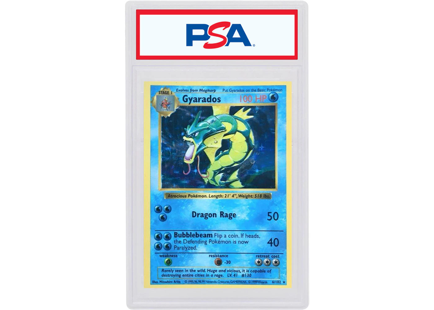 Gyarados-Holo 1999 Pokemon TCG Base Set Shadowless #6/102 (PSA or BGS Graded)