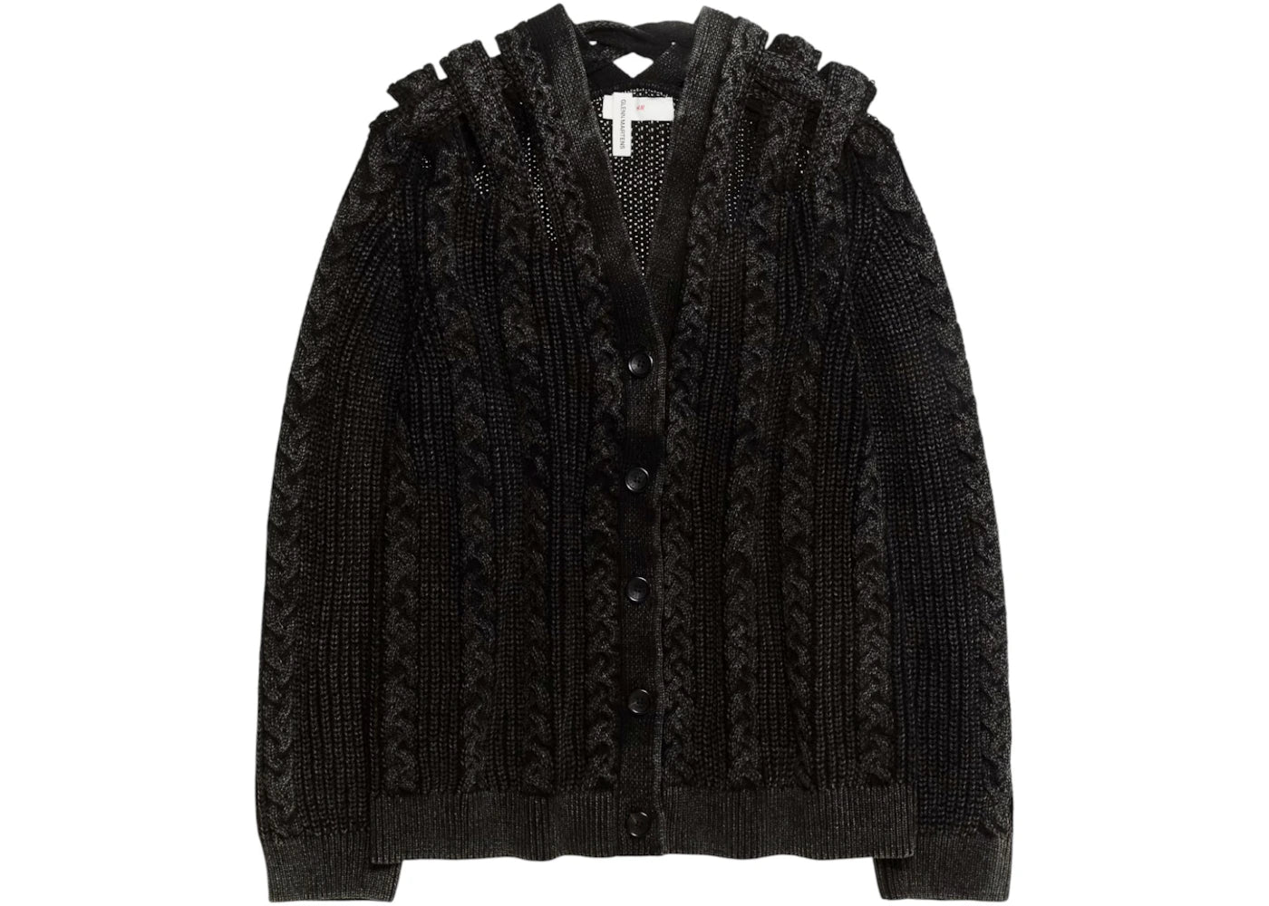 H&M x Glenn Martens Cable-Knit Cardigan Black