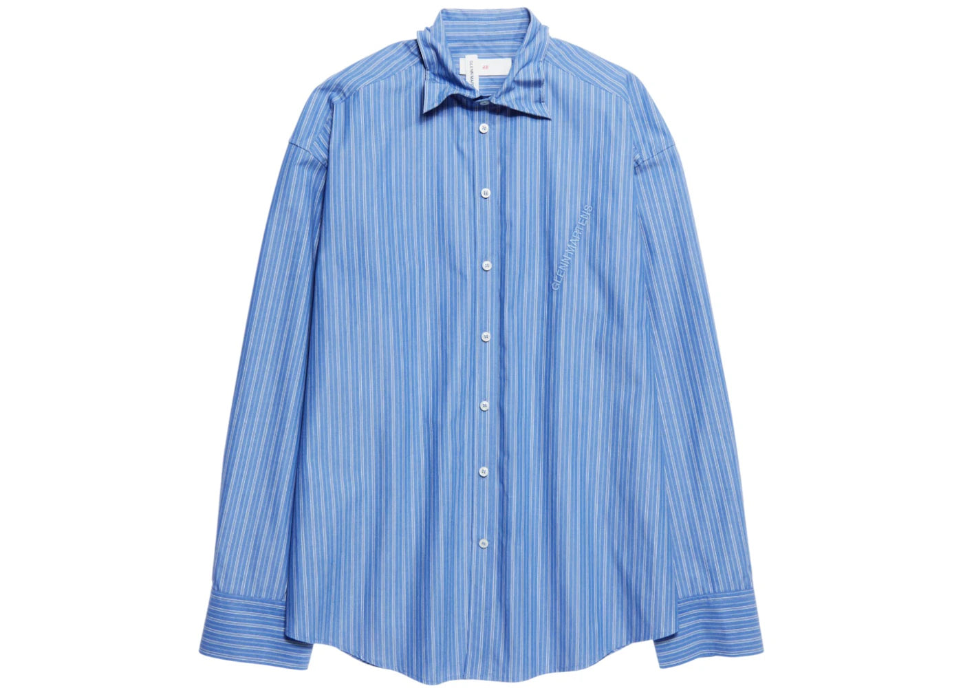 H&M x Glenn Martens Poplin Wire Boning Shirt Blue/Stripe