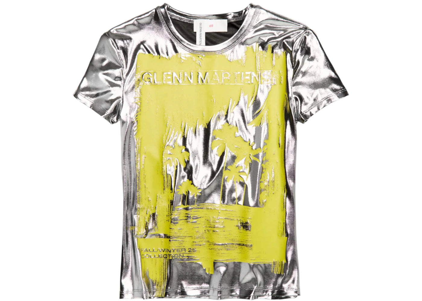 H&M x Glenn Martens Printed Metallic T-Shirt Silver