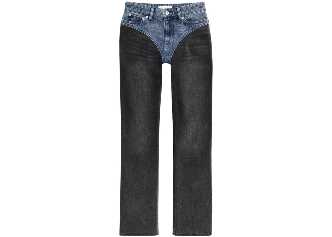 H&M x Glenn Martens Two-Tone Straight-Leg Jeans Denim Blue/Dark Grey