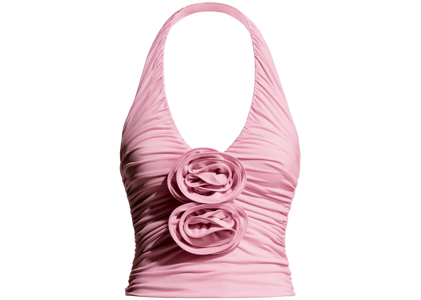 H&M x Magda Butrym Halterneck Top with Rose Applique Light Pink