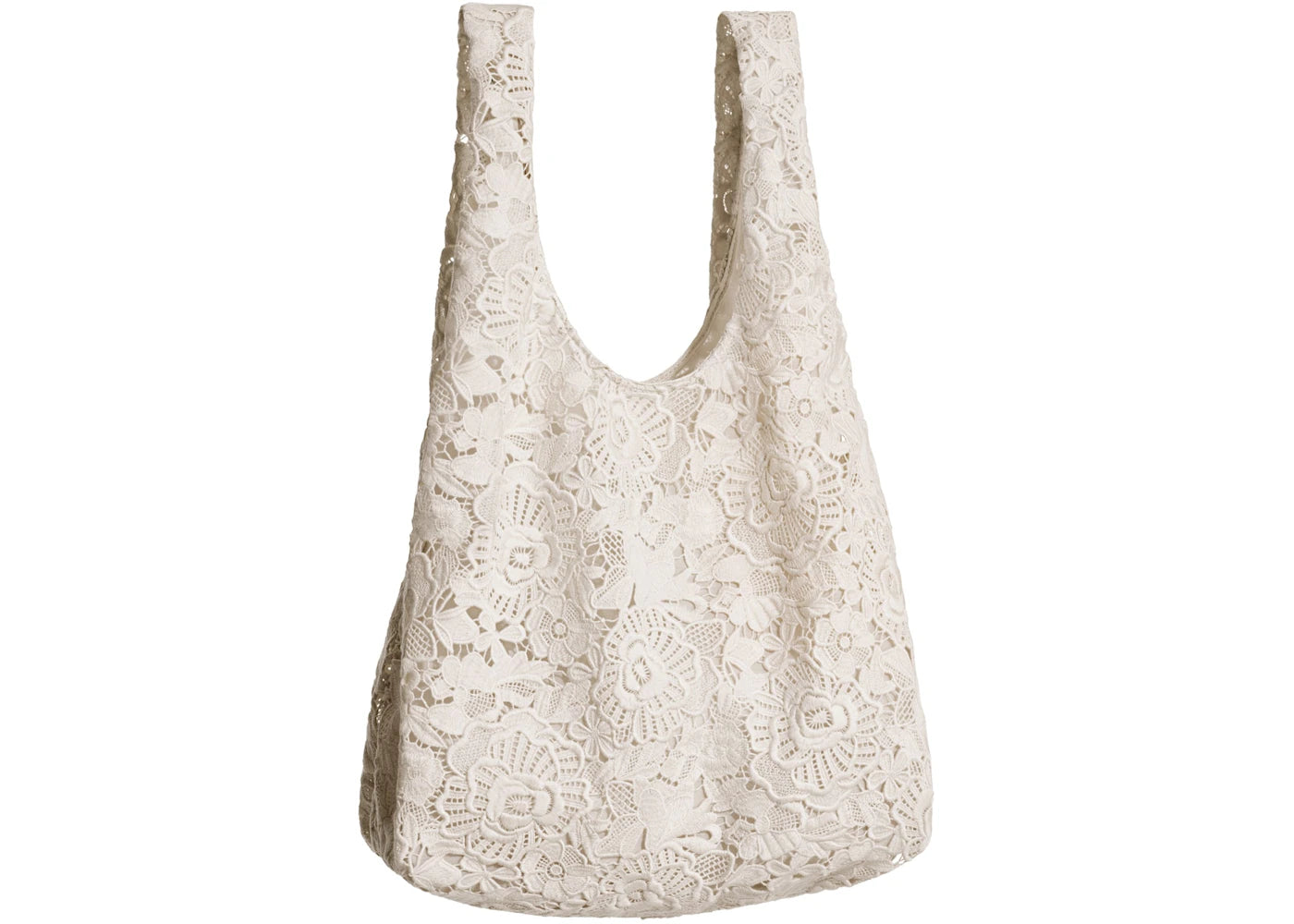 H&M x Magda Butrym Lace Tote Bag with Floral Applique Cream