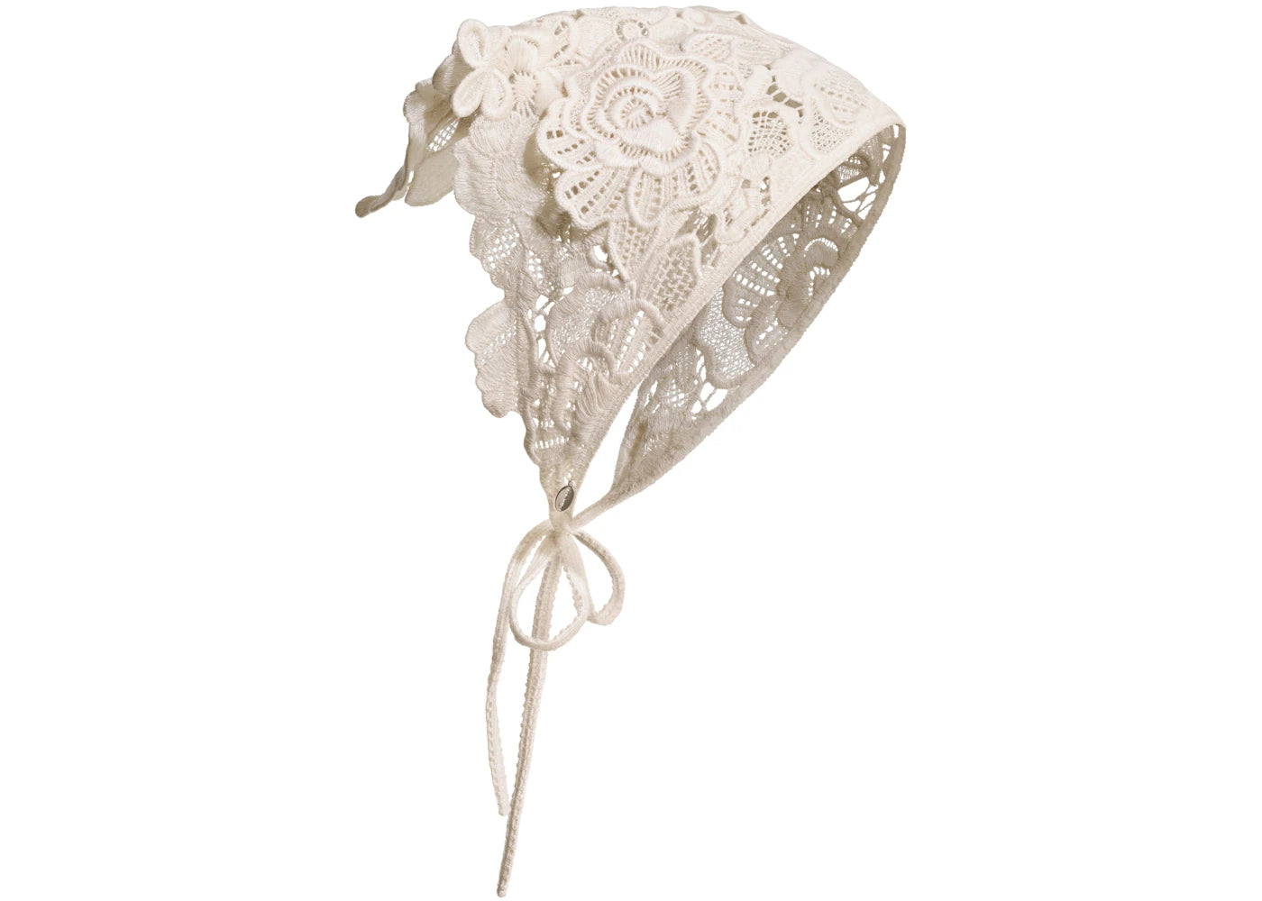 H&M x Magda Butrym Lace Triangle Scarf with Floral Applique Cream
