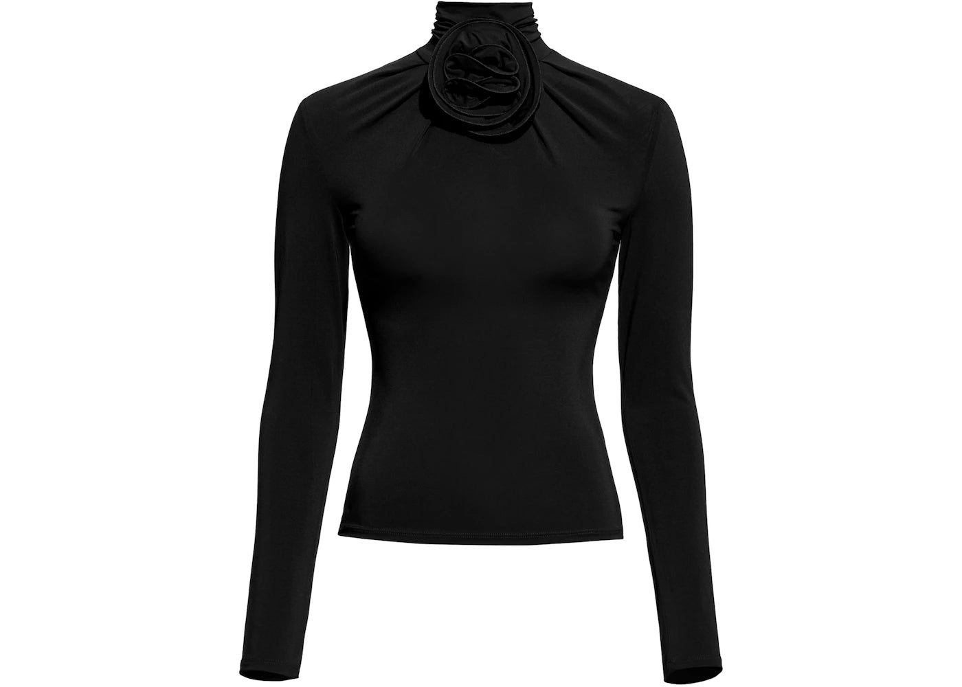 H&M x Magda Butrym Mock Turtleneck Top with Rose Applique Black