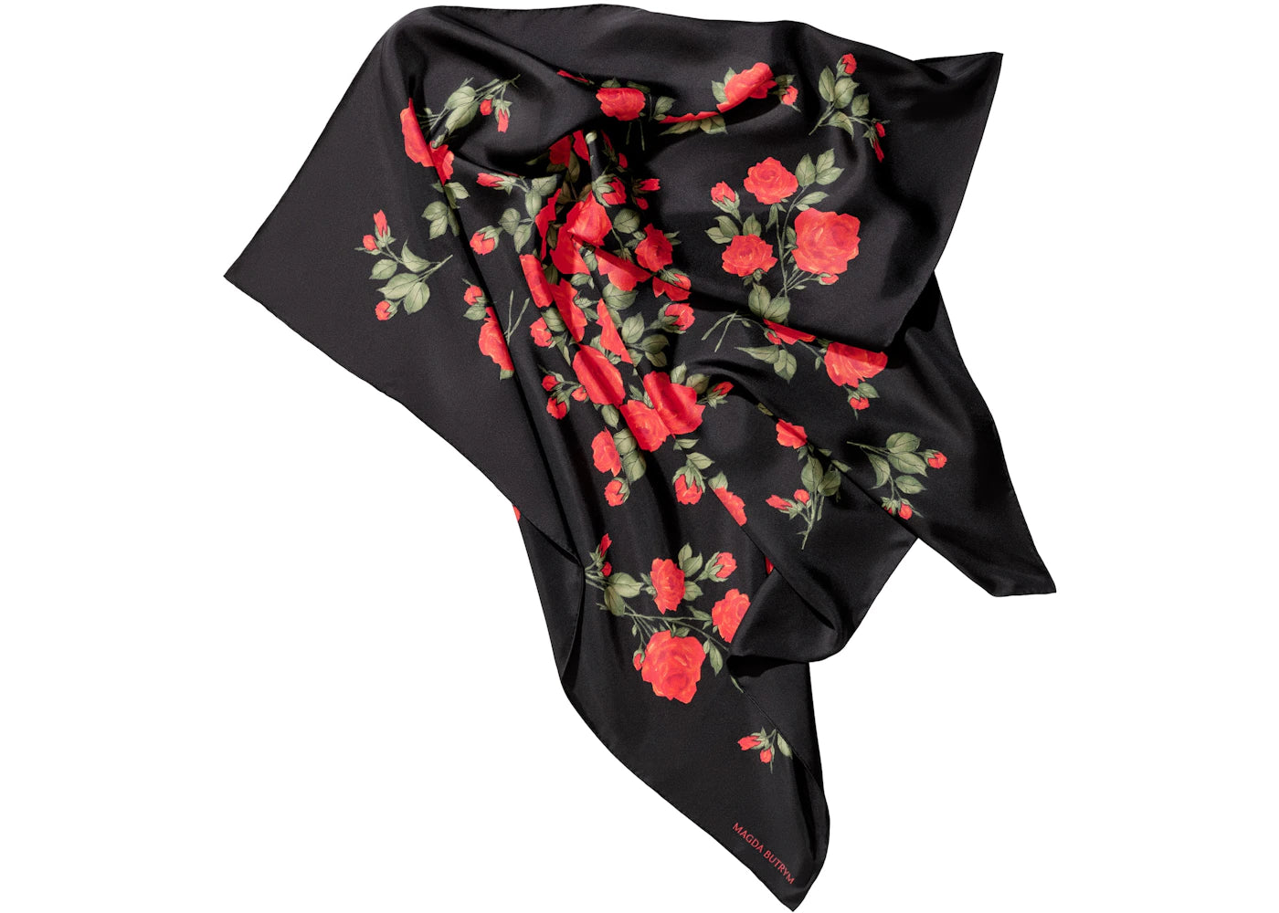 H&M x Magda Butrym Printed Silk Scarf Black/Roses
