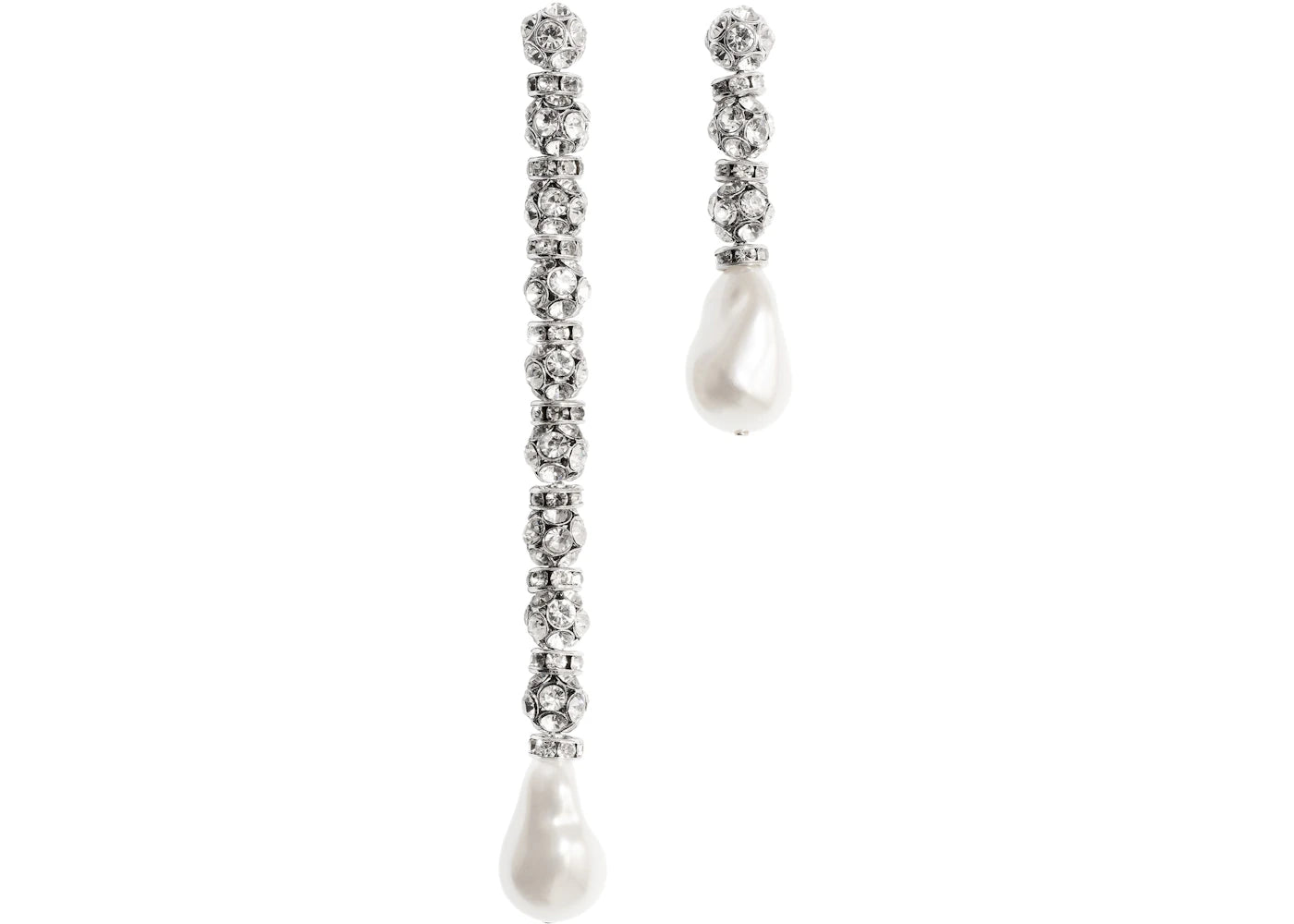 H&M x Magda Butrym Rhinestone-Chain Pendant Earrings Silver-Colored
