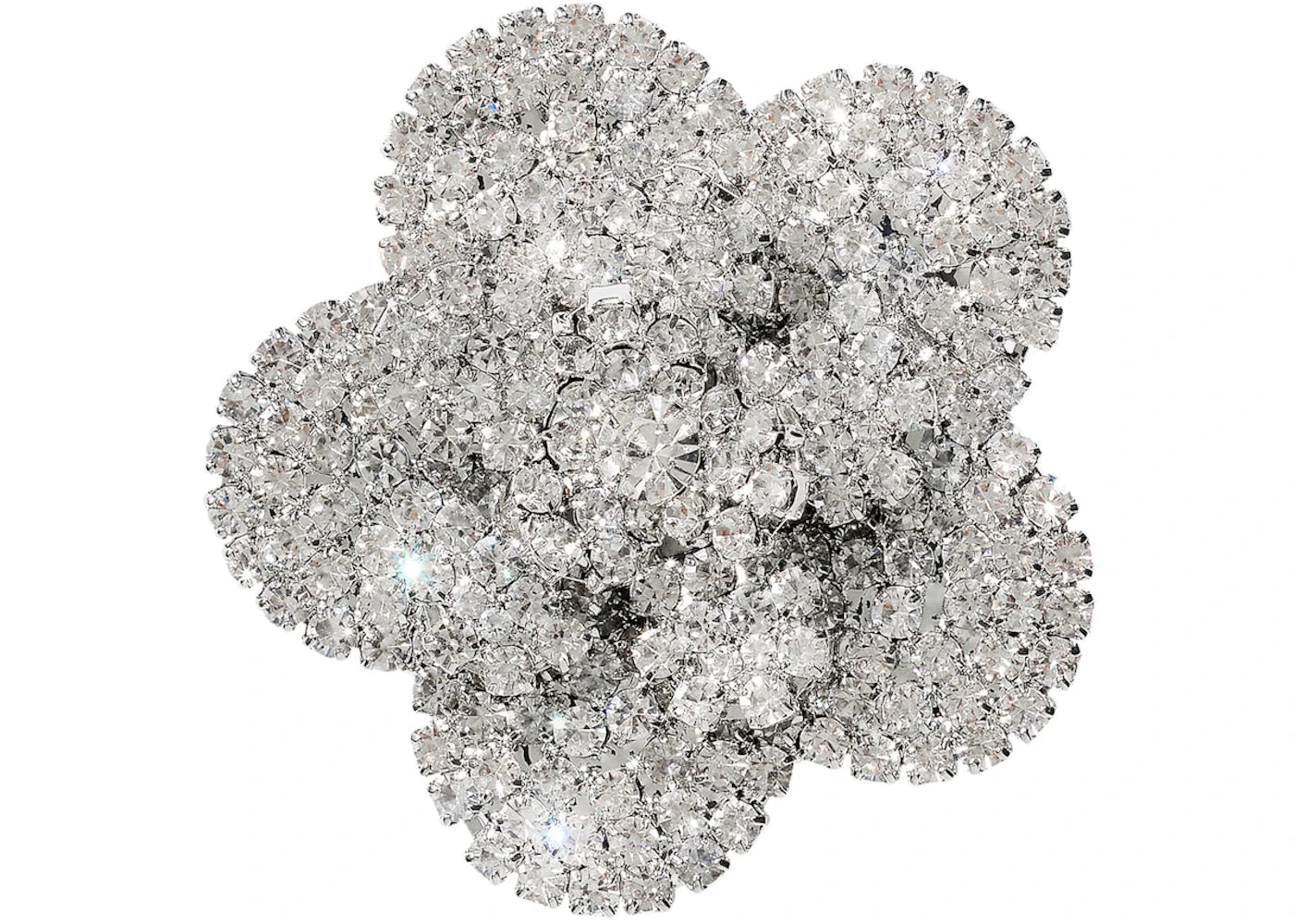H&M x Magda Butrym Rhinestone-Embellished Flower Ring Silver-Colored