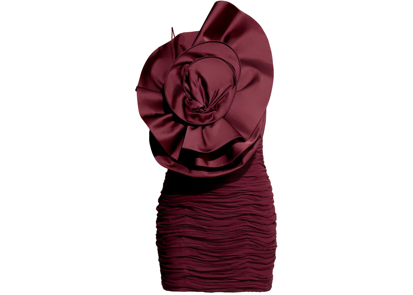 H&M x Magda Butrym Rose-Appliqued Gathered Dress Burgundy
