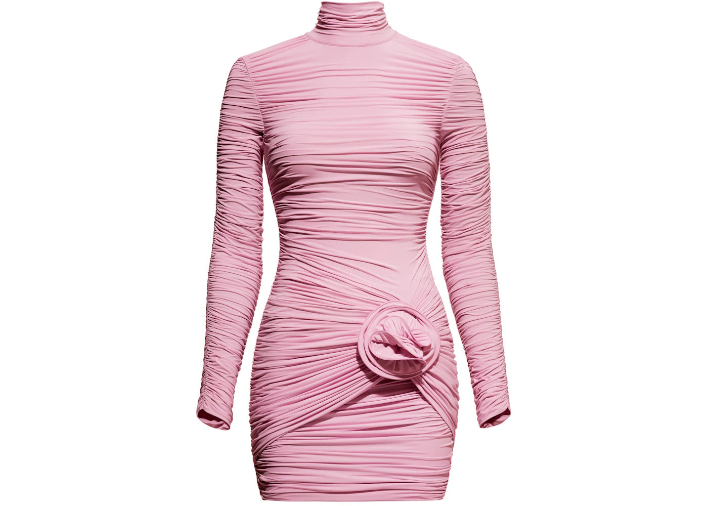 H&M x Magda Butrym Rose-Appliqued Mock Turtleneck Dress Light Pink