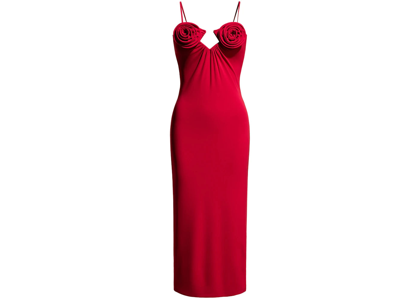 H&M x Magda Butrym Rose-Appliqued Slip Dress Red