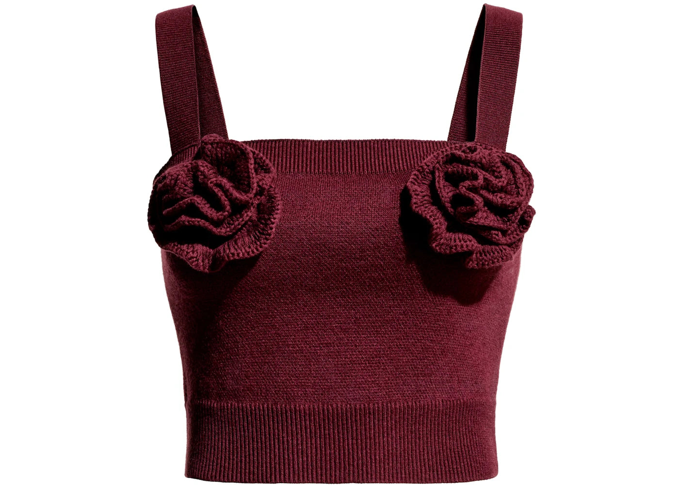 H&M x Magda Butrym Wool-Blend Knit Top with Rose Applique Burgundy