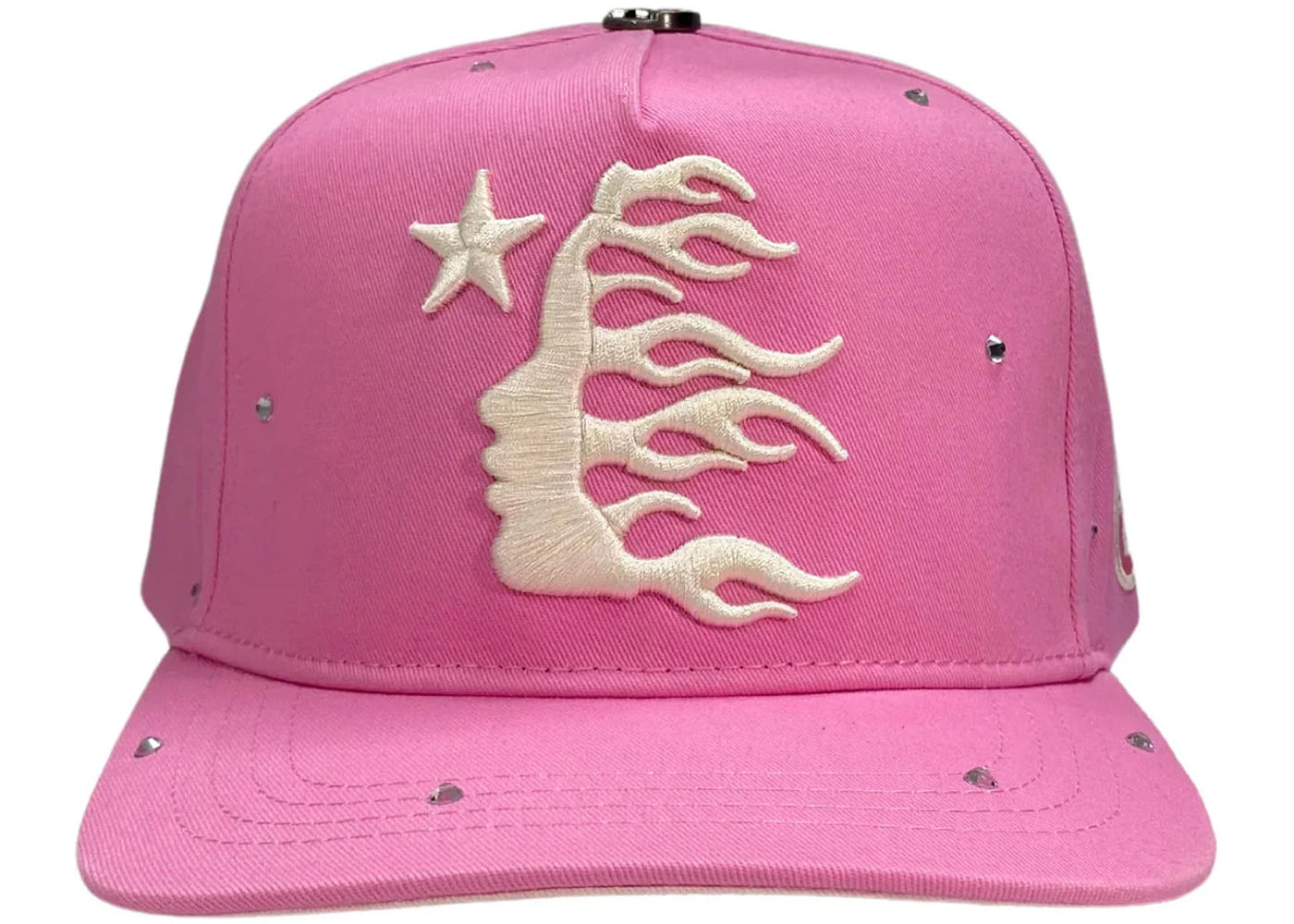 Hellstar OG Logo Rhinestone Snapback Hat Pink