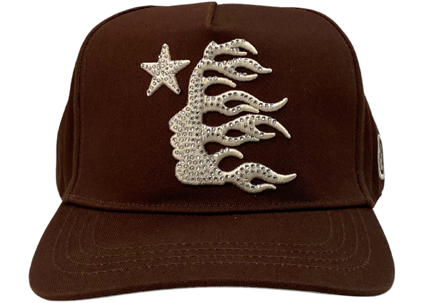 Hellstar OG Rhinestones Logo Snapback Hat Brown