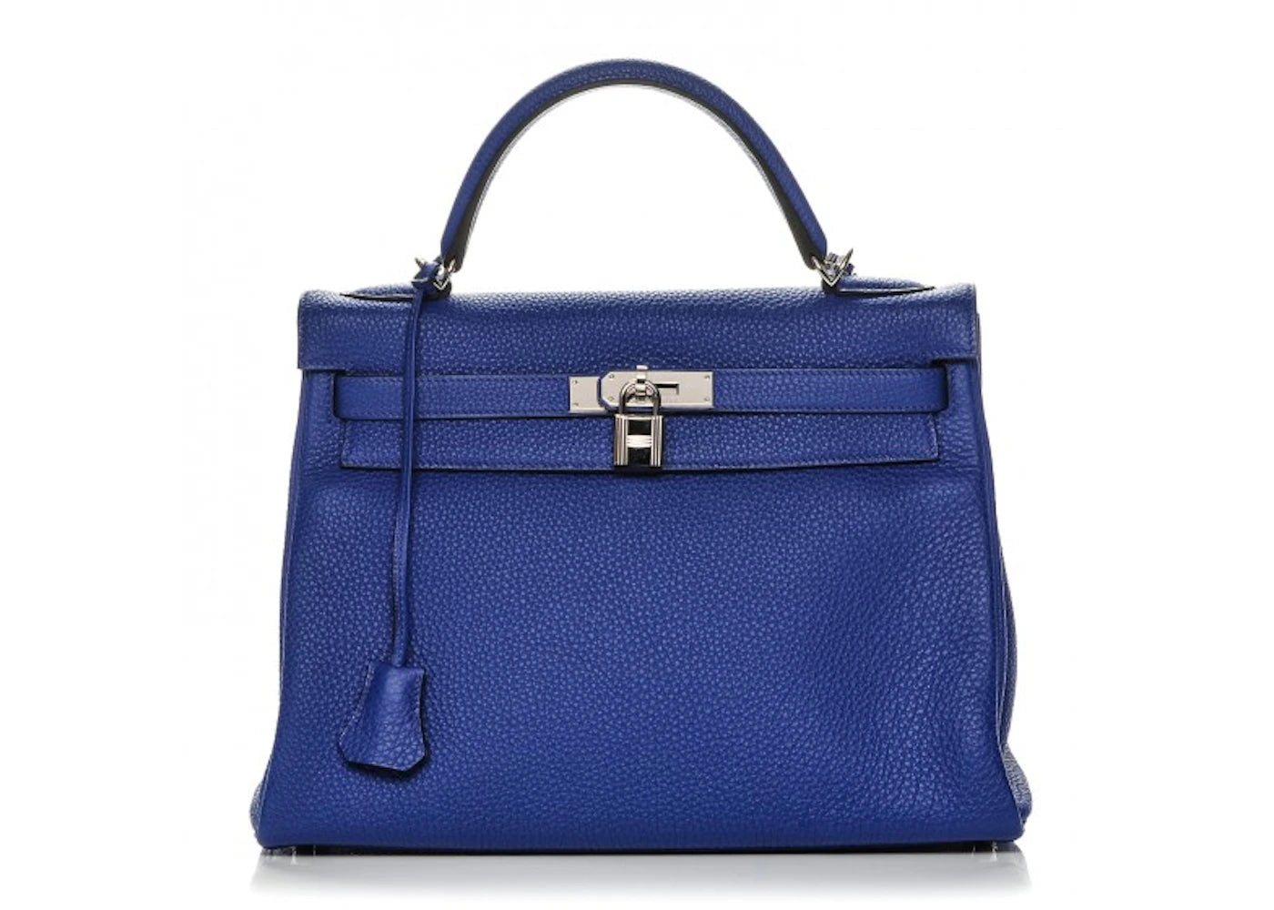 Hermes Kelly Retourne Togo Palladium 32 Bleu Electrique