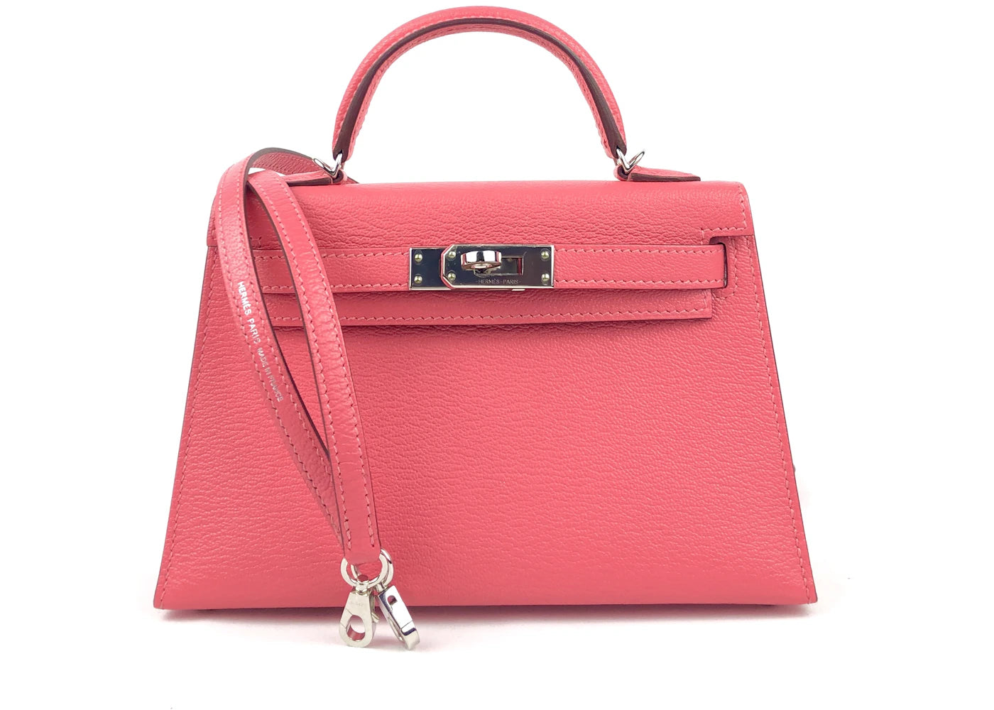 Hermes Kelly Sellier Chevre Palladium Mini 20 Rose Lipstick
