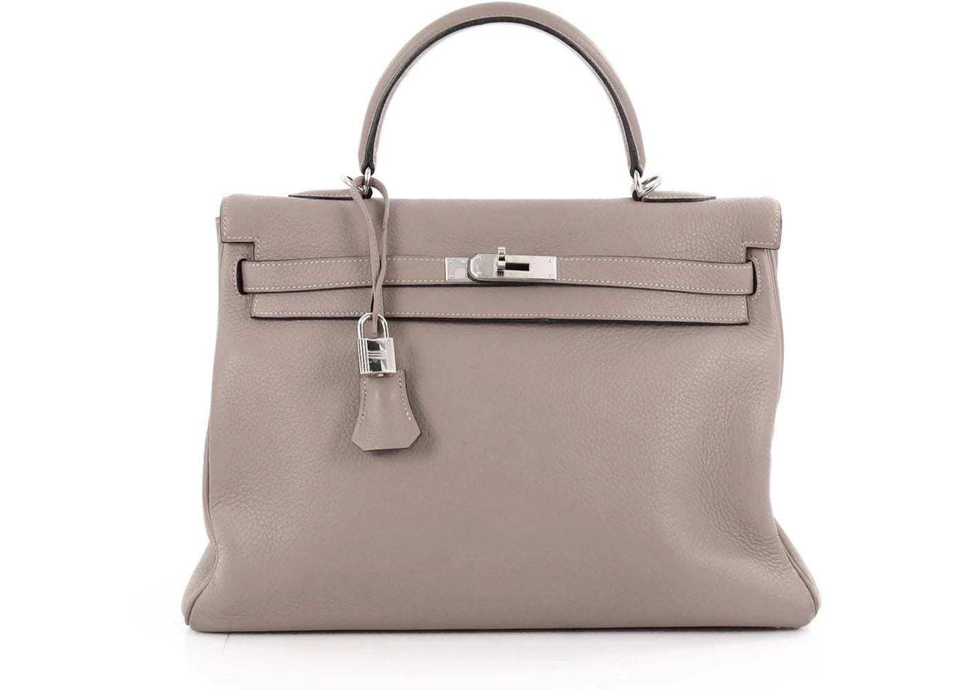 Hermes Kelly Taurillon Clemence 35 Gris Tourterelle