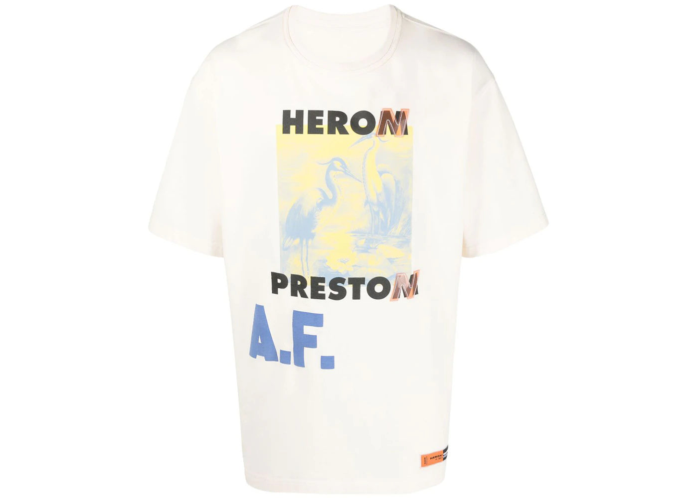 Heron Preston A.F. Authorised Oversized T-Shirt White/Lemon Yellow