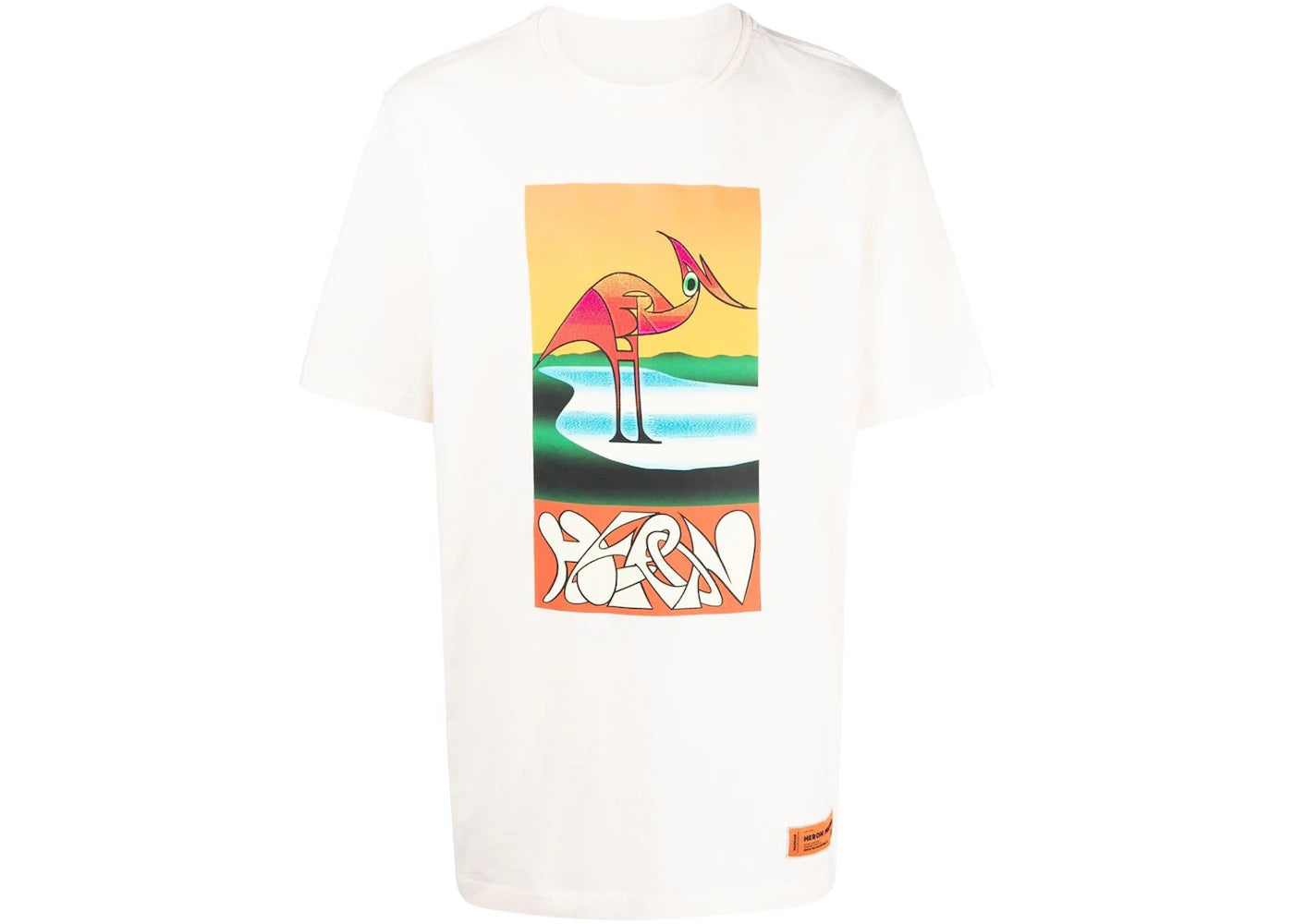 Heron Preston Abstract Heron Print T-Shirt White/Orange