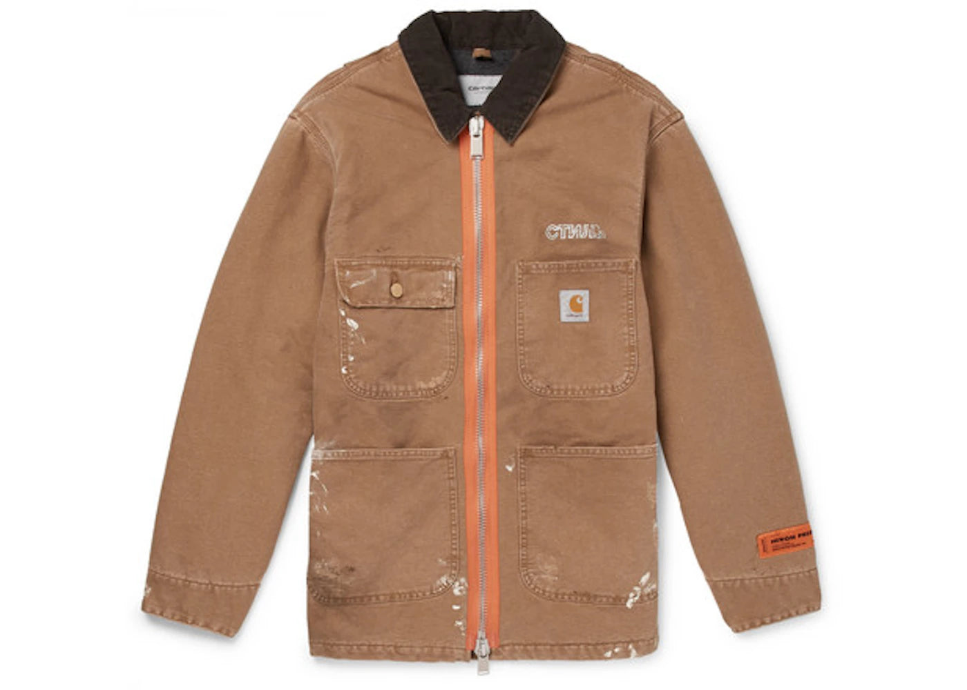Heron Preston x Carhartt Oversized Corduroy Collar Canvas Work Jacket Tan