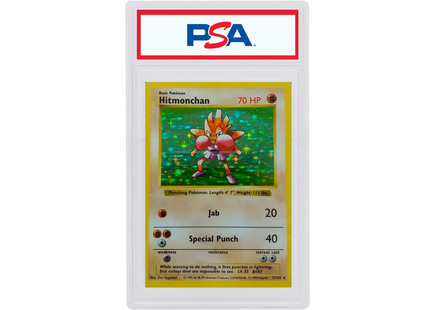 Hitmonchan-Holo 1999 Pokemon TCG Base Set Shadowless #7/102 (PSA or BGS Graded)