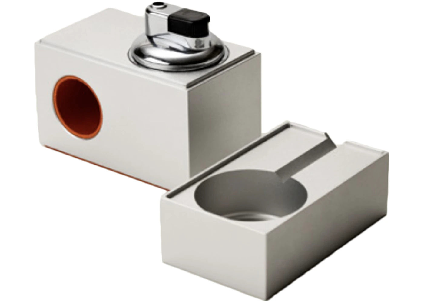 Houseplant Block Table Lighter Orange Leather