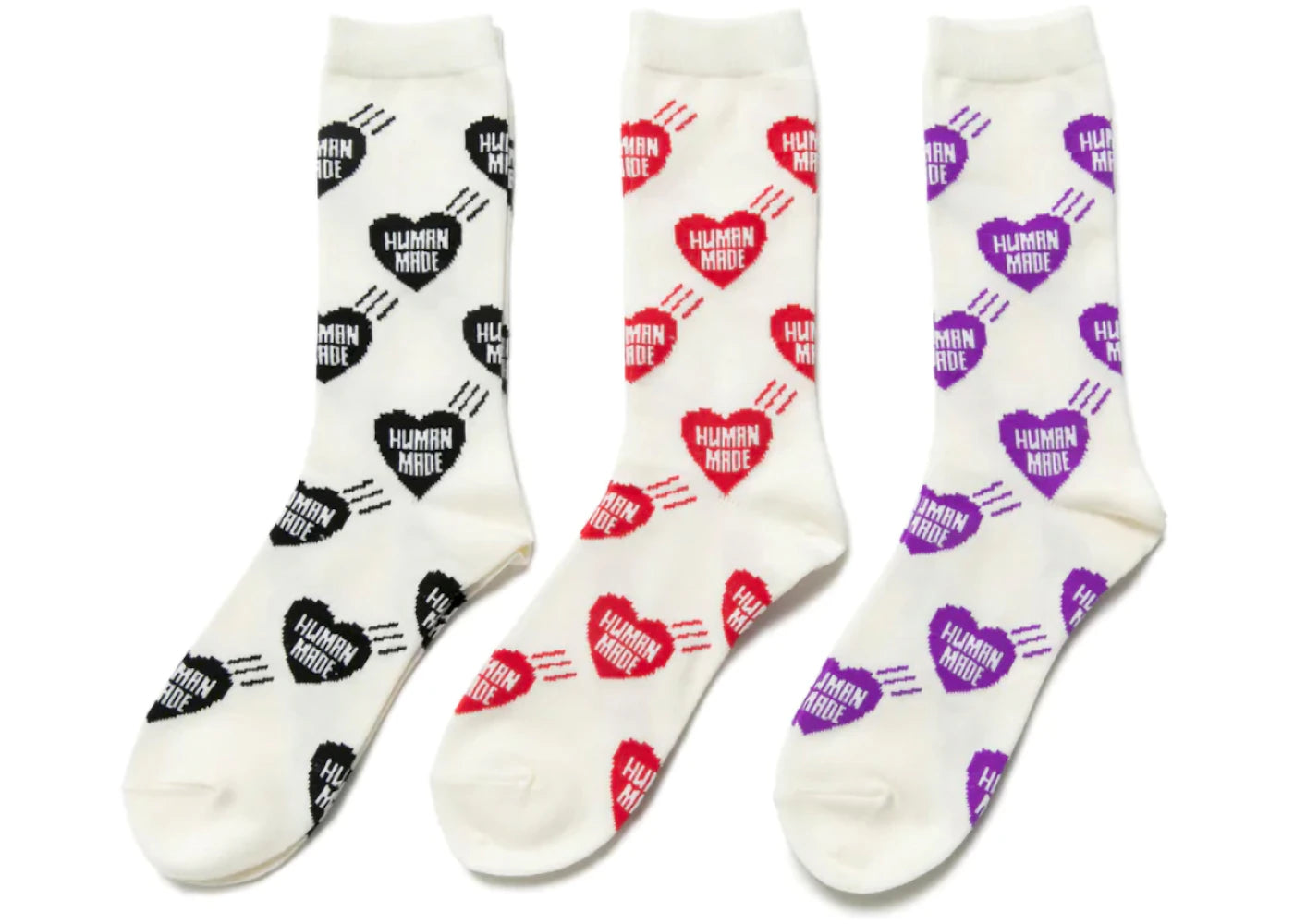 Human Made Heart Pattern Socks (Set of 3) Multi