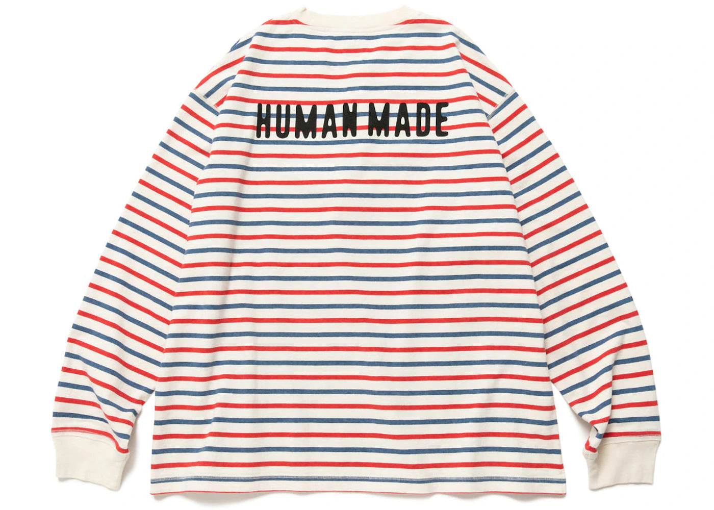 Human Made Striped Henley Neck L/S T-Shirt White
