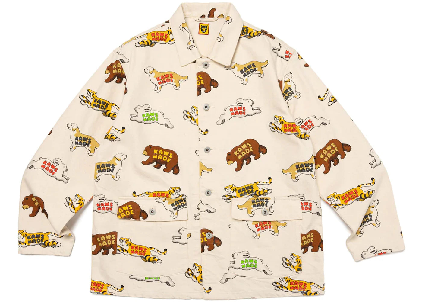 Human Made x KAWS Animal Patterned Coverall Jacket White