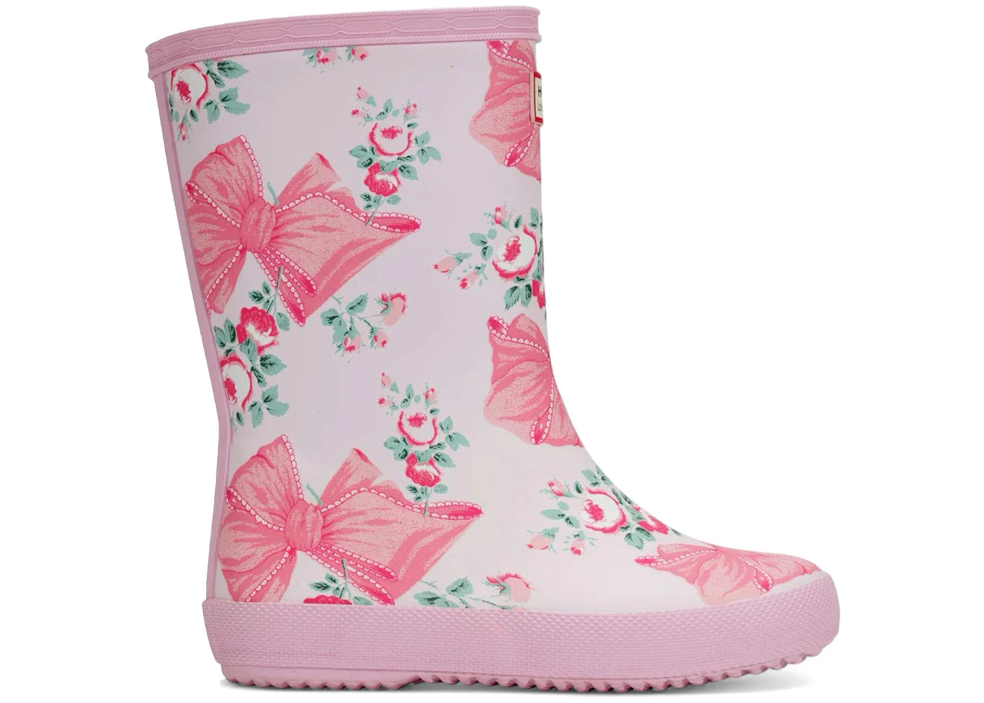 Hunter First Classic Rain Boots LoveShackFancy Pink Bow Print (TD)