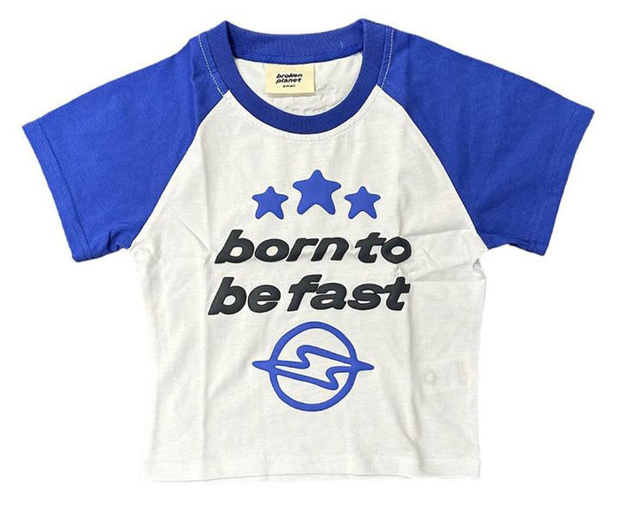 Broken Planet Born To Be Fast Baby Tee - Snow White