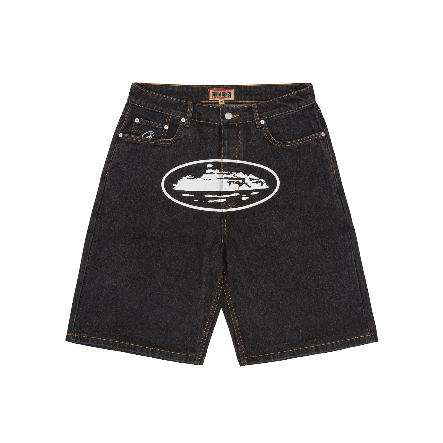 Corteiz Alcatraz Denim Shorts Washed Black