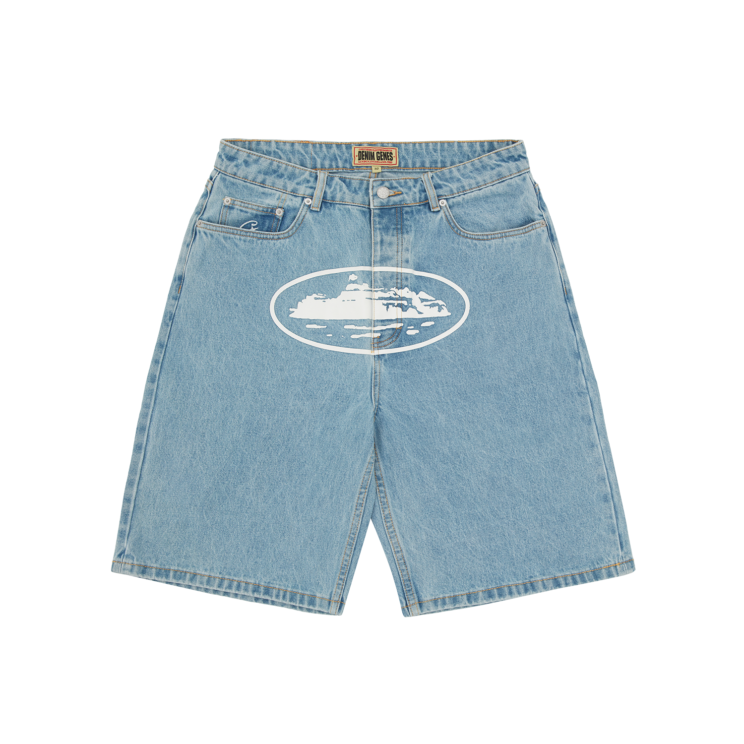 Corteiz Alcatraz Baggy Denim Shorts Stonewash