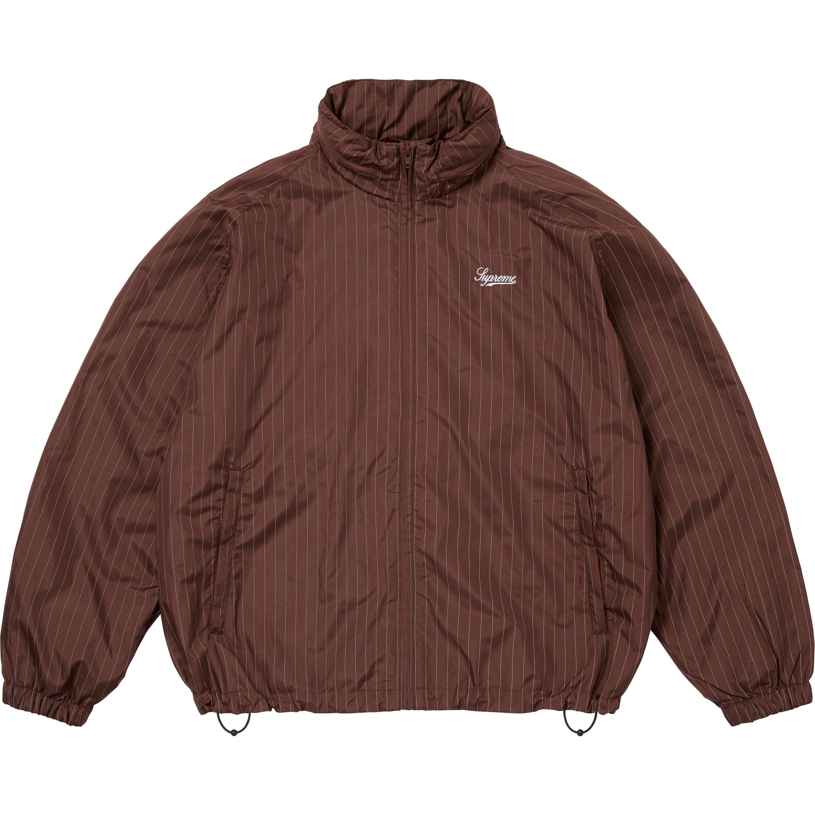 Supreme Reflective Pinstripe Track Jacket - Brown