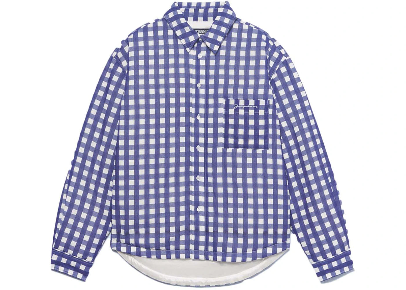 Jacquemus La Chemise Boulanger Checked Puffed Overshirt Navy Checks