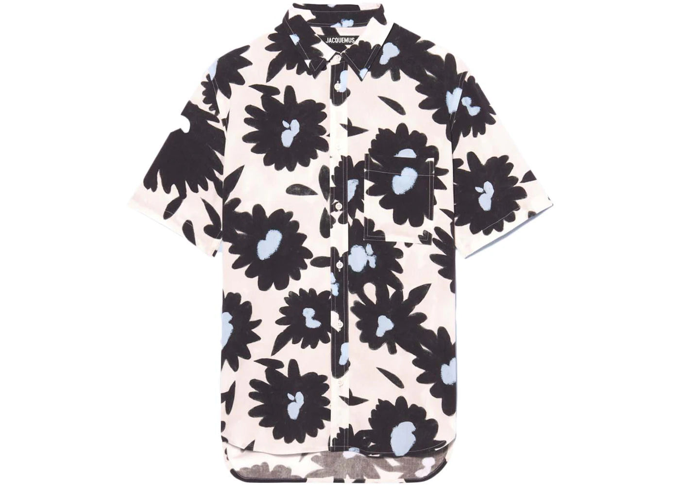 Jacquemus La Chemise Melo Short Sleeve Shirt Print Dark Navy Flowers