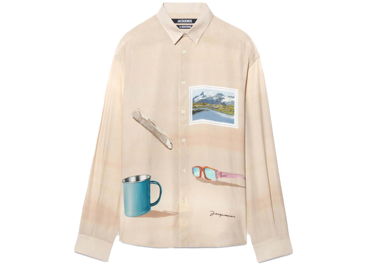 Jacquemus La Chemise Simon Mountain Shirt Print Beige Montagne
